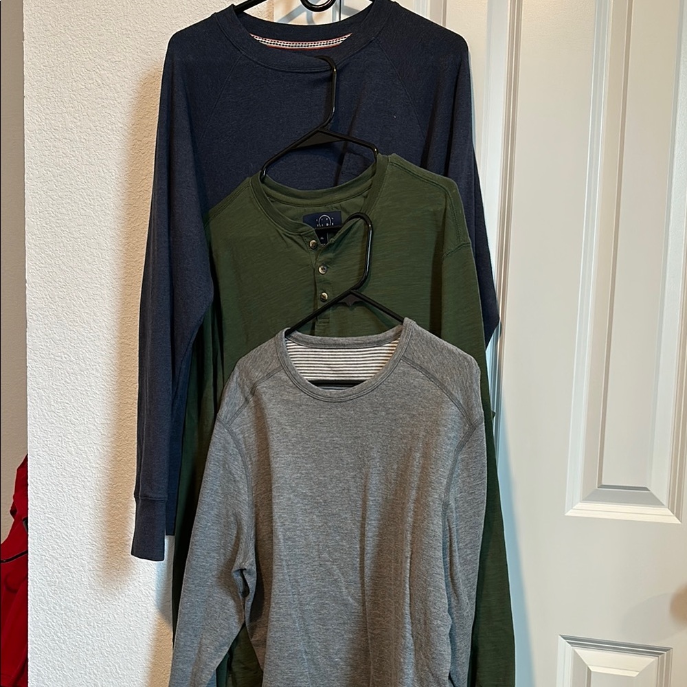 Men's Casual Long Sleeve Shirt Bundle - Navy, Olive, Gray